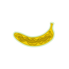 Paper art carving with layered cut out shape of yellow tasty banana. Vector illustration in cut style. For logo, gift cards, web design, invitations. Isolated on white background. Fruit concept.