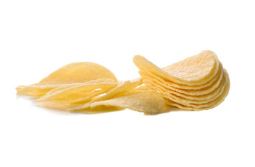 Potato chips isolated on white background