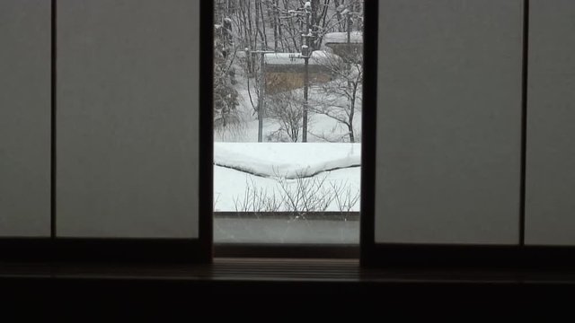 Snow Fall / Shoji (Japanese paper doors) / Winter - Shizukuishi (Iwate, Japan) - Fix