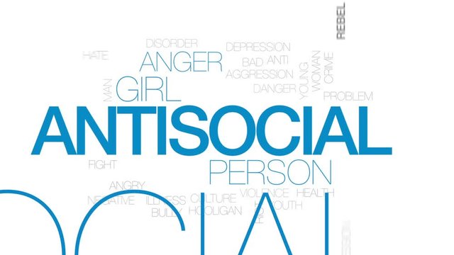 Antisocial line animated word cloud, text design animation. Kinetic typography.