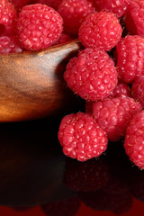 Raspberries in a wood bowl
