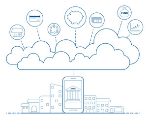 Mobile banking concept with cloud technology
