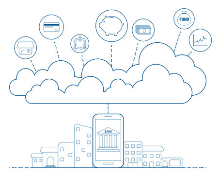 Mobile banking concept with cloud technology