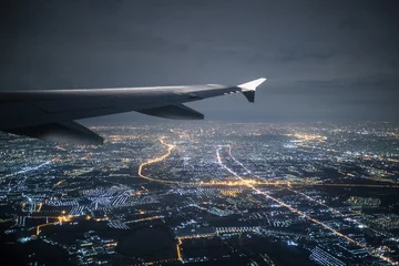 Photo sur Plexiglas Avion vue de nuit depuis l& 39 avion