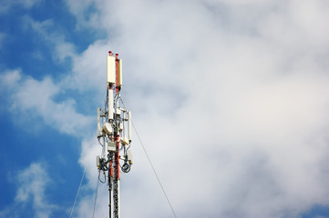 Communication Tower on blue sky background
