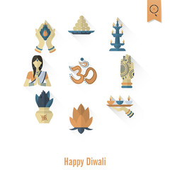 Diwali. Indian Festival Icons