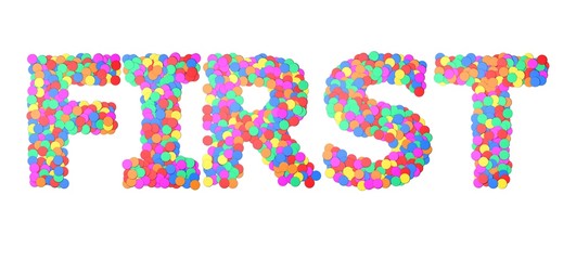 First confetti type word. 3D rendering