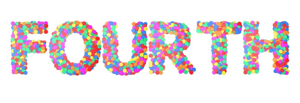 Fourth confetti type word. 3D rendering