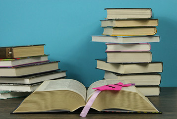 A stack of books on the table