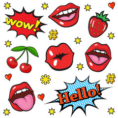 Set of pop art style stickers