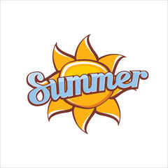vector summer label. summer icon with sun.