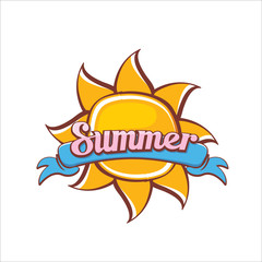 vector summer label. summer icon with sun.