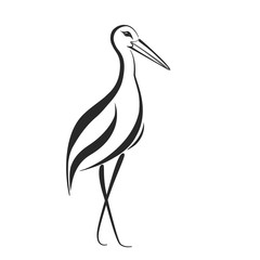 Obraz premium Stylized stork, heron or crane label