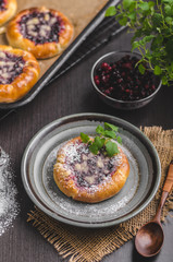 Rustic mini cake with berries and sugar crumble