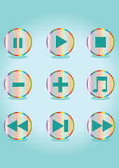 Green media player icons