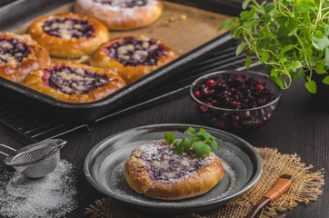 Rustic mini cake with berries and sugar crumble