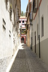 Charming narrow alley in Granada, Spain