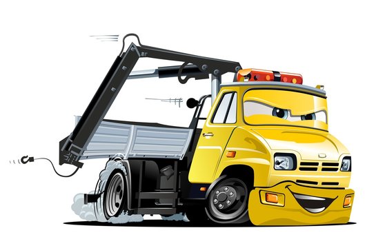 Vector Cartoon Tow Truck. Available EPS-10 vector format separated by groups and layers for easy edit.