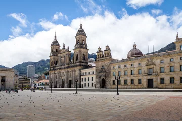 Foto auf gebürstetem Alu-Dibond Südamerika Bolivar-Platz und Kathedrale - Bogota, Kolumbien