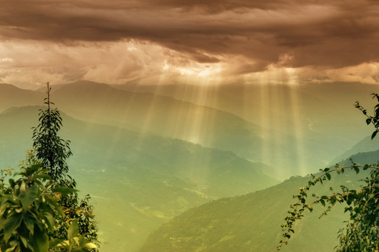 Sun shine from Cloud burst - Sikkim , India