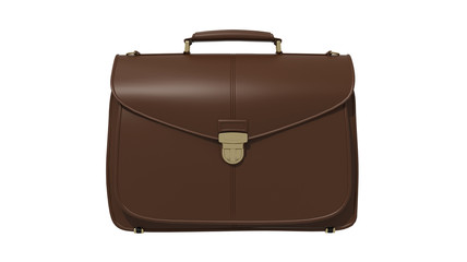 Business leather briefcase isolated