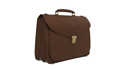 classic leather briefcase on a white background