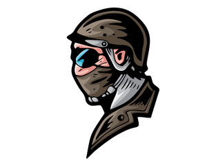 Vintage Masculine Cafe Racer Rider Illustration 