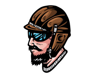 Vintage Masculine Cafe Racer Rider Illustration 