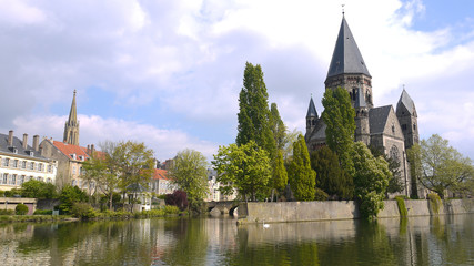 Obraz premium View of Metz city. Temple Neuf de Metz. The historic city of europe. Metz french city