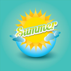 vector summer label. summer icon with sun.