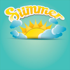 vector summer label. summer icon with sun.
