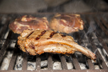 Delicious chuck steaks on the grill.