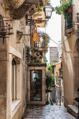 Narrow street in city of Taormina