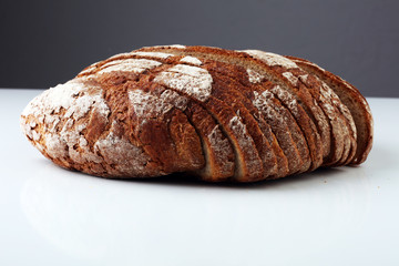 fresh bread loaf on white