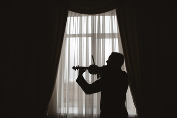 Man silhouette with violin