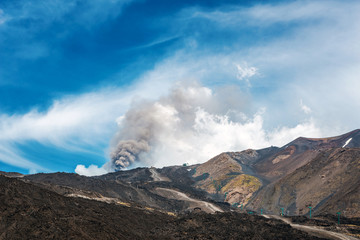 Ash cloud above a volcanic vent