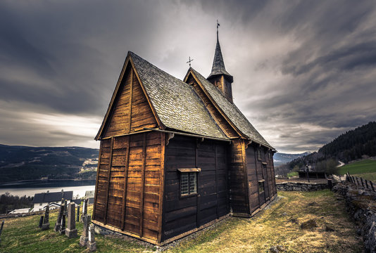 Lillehammer, Norway - May 13, 2017: Garmo Stave Church in Lillehammer, Norway