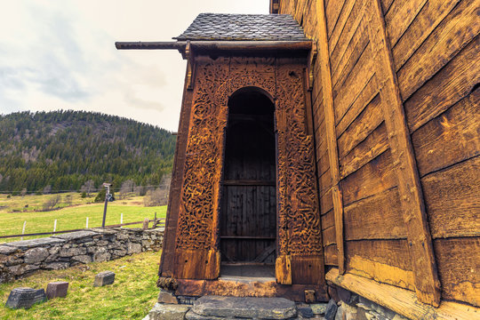 Lillehammer, Norway - May 13, 2017: Garmo Stave Church in Lillehammer, Norway