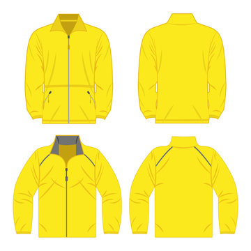 Yellow Color Autumn Fleece Jacket And Sport Jacket Set Isolated Vector On The White Background