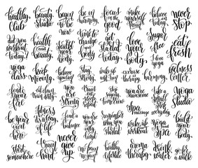 set of 50 hand lettering inscriptions about fitness