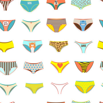 Funny female panties pattern of different kinds