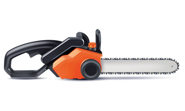 Chainsaw isolated on white. Vector 3d illustration