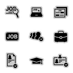 Icons for theme Work, search, job interview, employee, vector, icon, set. White background