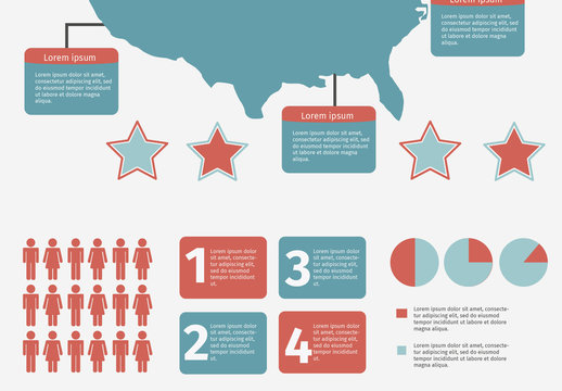 USA Infographic with Stars and Pie Charts