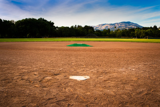 Baseball Diamond From Behind Home Plate