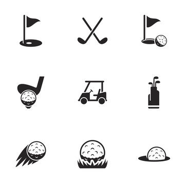 Icons for theme golf, vector, icon, set. White background