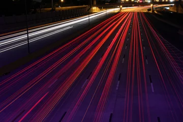 Peel and stick wall murals Highway at night night traffic light trails 2