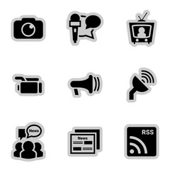 Icons for theme News, mass media, vector, icon, set. White background