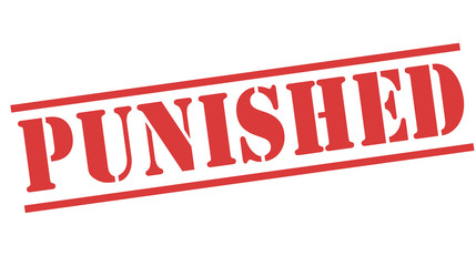 PUNISHED red stamp text on white