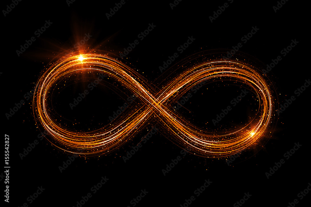 Canvas Prints lighting 3d infinity symbol. beautiful glowing signs..sparkling rings. swirl icon on black backgroun